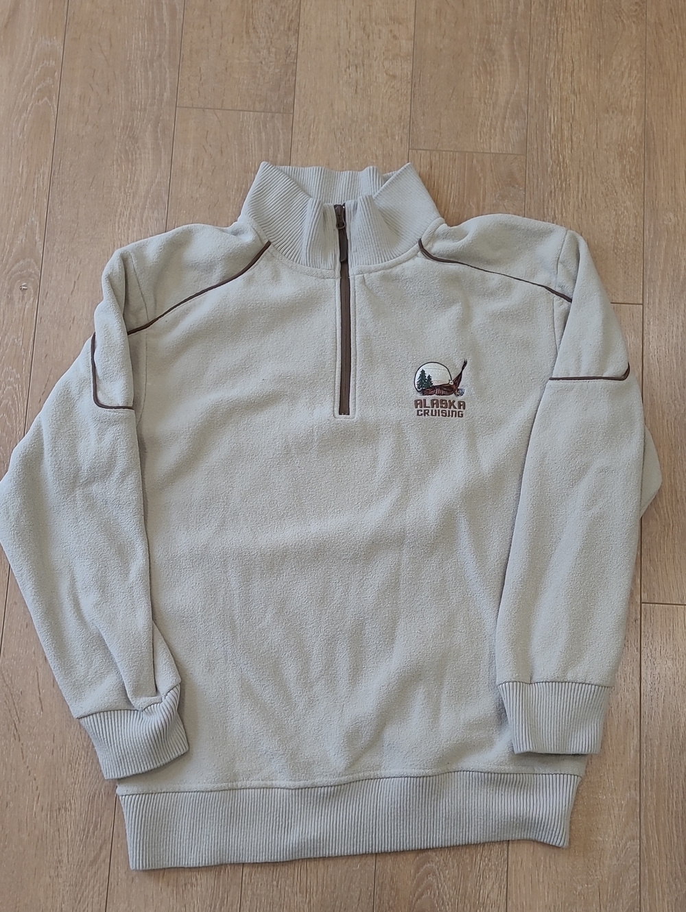 90's/2000's Renegade Club "Alaska Cruising" 1/4 zip flee Cream Half-Zip Fleece